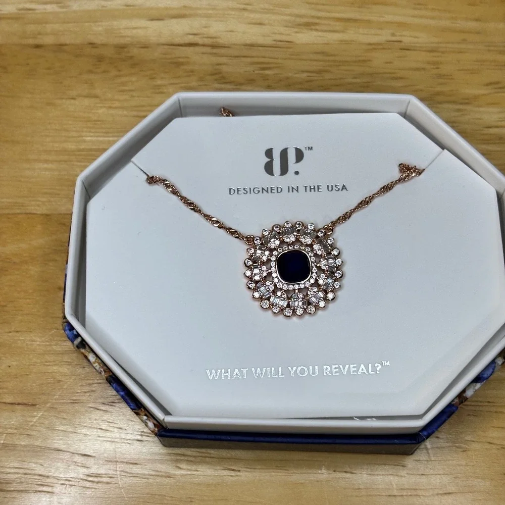 Bomb Party Necklace Women Blue New Played Like A Poem Rose Gold Sapphire NK72502